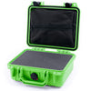 Pelican 1200 Case, Lime Green with Black Latches Pick & Pluck Foam with Zipper Pouch ColorCase 012000-0101-300-110