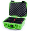Pelican 1200 Case, Lime Green with Black Latches TrekPak Divider System with Convolute Lid Foam ColorCase 012000-0020-300-110