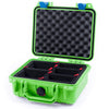 Pelican 1200 Case, Lime Green with Blue Latches TrekPak Divider System with Convolute Lid Foam ColorCase 012000-0020-300-120