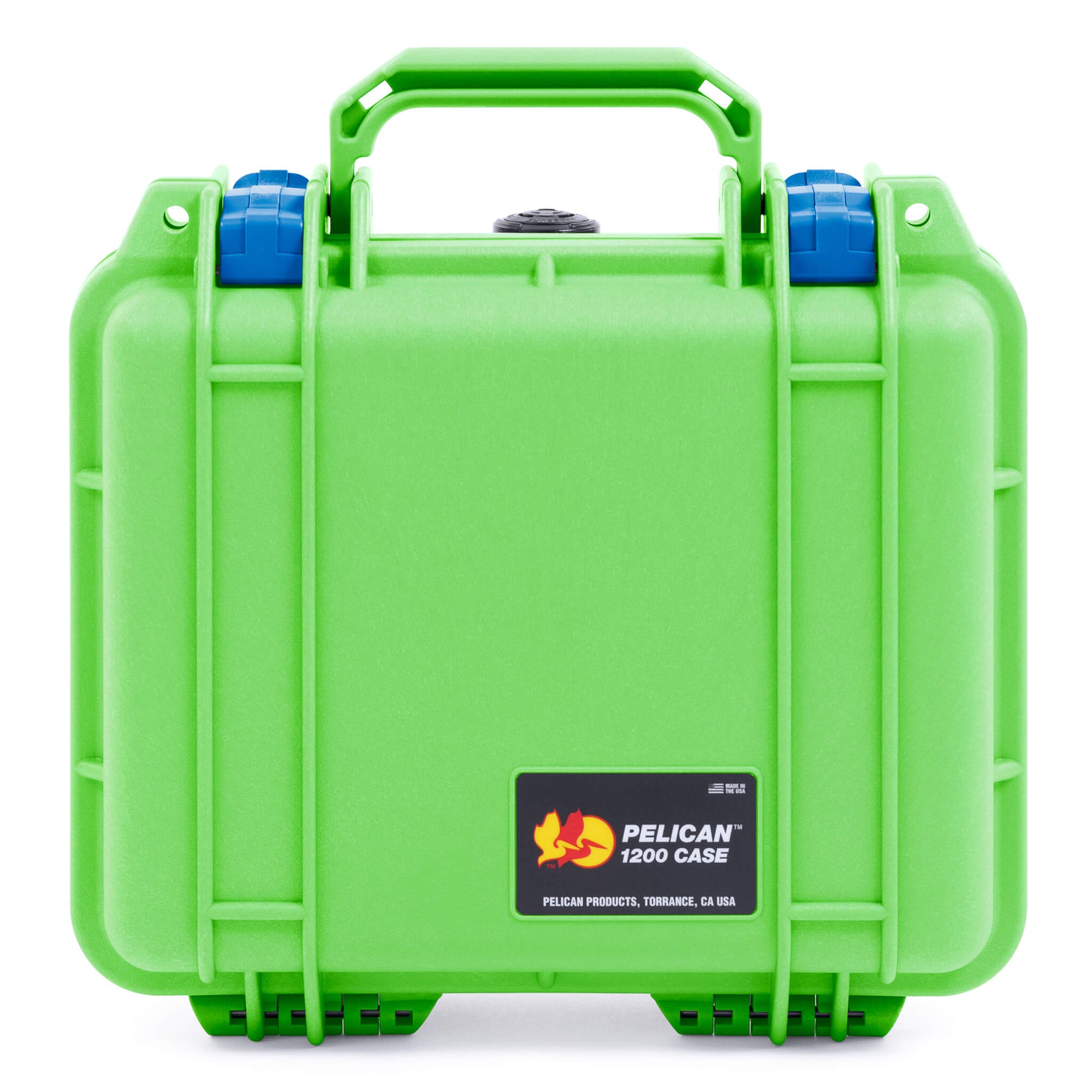 Pelican 1200 Case, Lime Green with Blue Latches ColorCase 