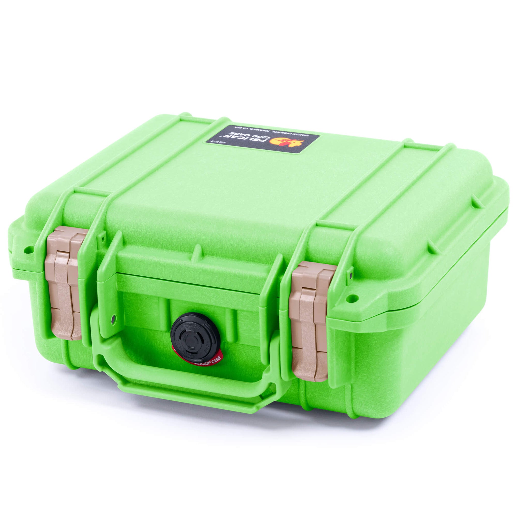 Pelican 1200 Case, Lime Green with Desert Tan Latches ColorCase