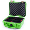 Pelican 1200 Case, Lime Green with Desert Tan Latches TrekPak Divider System with Convolute Lid Foam ColorCase 012000-0020-300-310