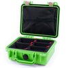 Pelican 1200 Case, Lime Green with Desert Tan Latches TrekPak Divider System with Zipper Pouch ColorCase 012000-0120-300-310