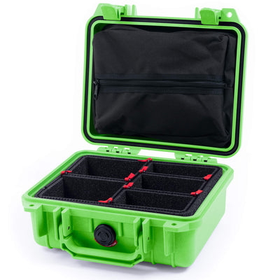 Pelican 1200 Case, Lime Green TrekPak Divider System with Zipper Pouch ColorCase 012000-0120-300-300