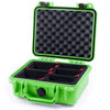 Pelican 1200 Case, Lime Green with OD Green Latches TrekPak Divider System with Convolute Lid Foam ColorCase 012000-0020-300-130