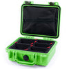 Pelican 1200 Case, Lime Green with OD Green Latches TrekPak Divider System with Zipper Pouch ColorCase 012000-0120-300-130