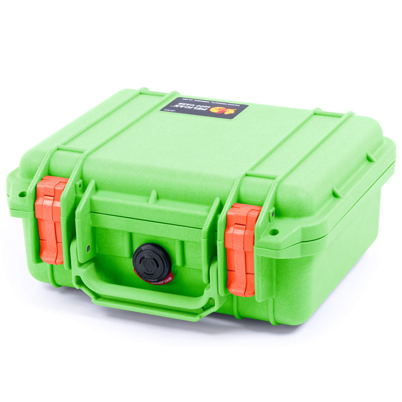 Pelican 1200 Case, Lime Green with Orange Latches ColorCase 