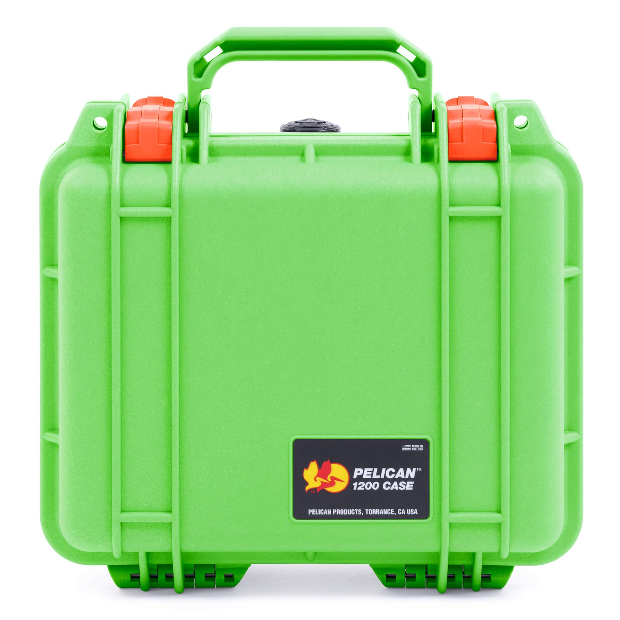 Pelican 1200 Case, Lime Green with Orange Latches ColorCase 
