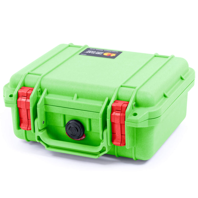 Pelican 1200 Case, Lime Green with Red Latches ColorCase 