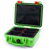 Pelican 1200 Case, Lime Green with Red Latches TrekPak Divider System with Zipper Pouch ColorCase 012000-0120-300-320