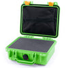 Pelican 1200 Case, Lime Green with Yellow Latches Pick & Pluck Foam with Zipper Pouch ColorCase 012000-0101-300-240
