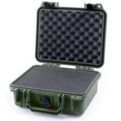 Pelican 1200 Case, OD Green with Black Latches Pick & Pluck Foam with Convolute Lid Foam ColorCase 012000-0001-130-110