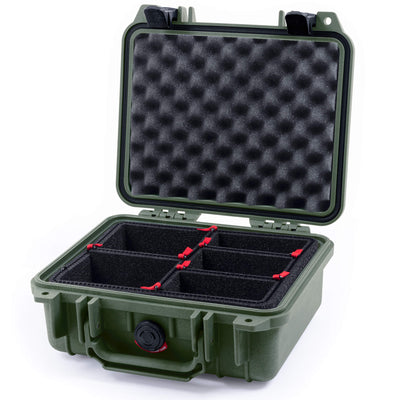 Pelican 1200 Case, OD Green with Black Latches TrekPak Divider System with Convolute Lid Foam ColorCase 012000-0020-130-110