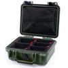 Pelican 1200 Case, OD Green with Black Latches TrekPak Divider System with Zipper Pouch ColorCase 012000-0120-130-110