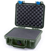 Pelican 1200 Case, OD Green with Blue Latches Pick & Pluck Foam with Convolute Foam ColorCase 012000-0001-130-120