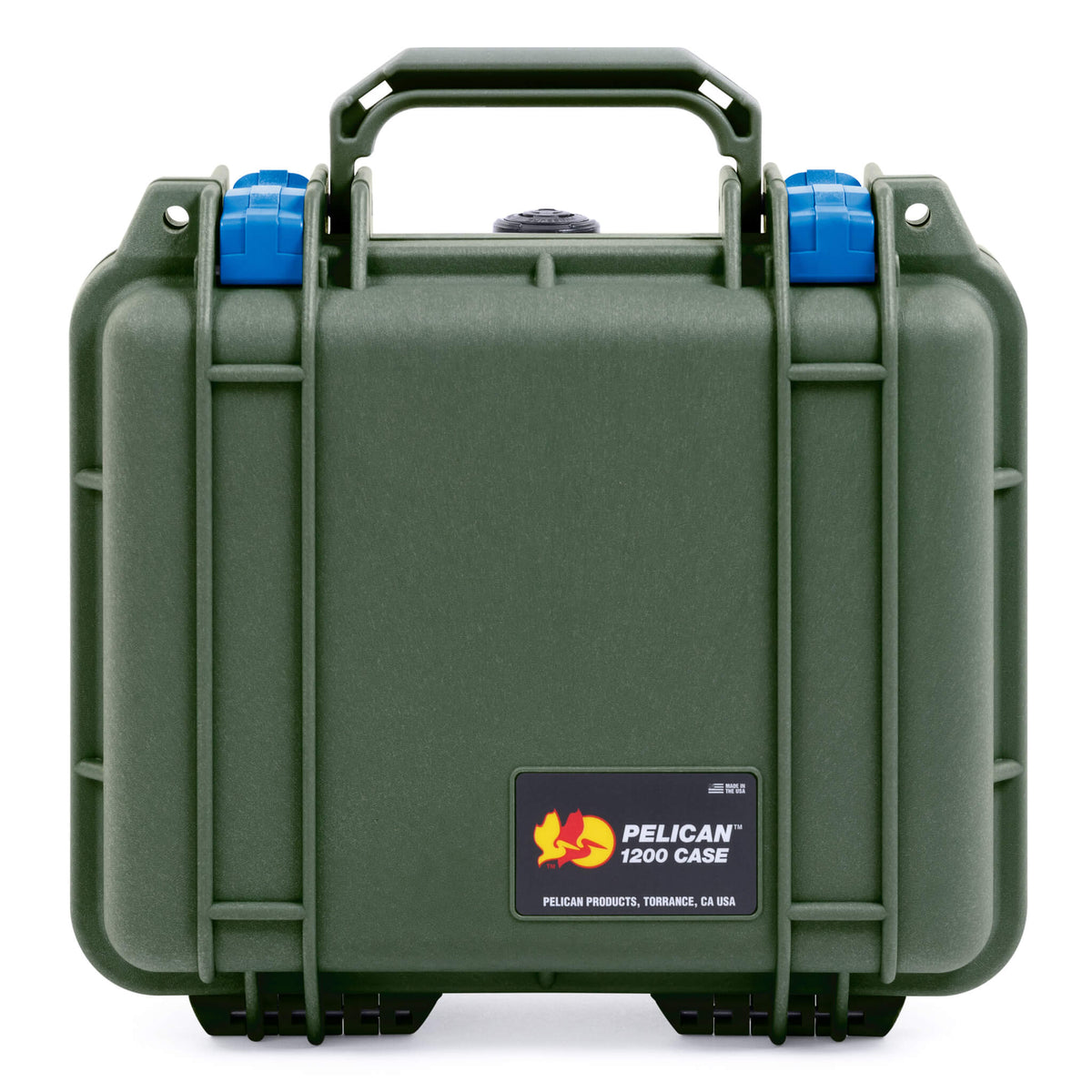 Pelican 1200 Case, OD Green with Blue Latches ColorCase 