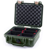Pelican 1200 Case, OD Green with Desert Tan Latches TrekPak Divider System with Convolute Lid Foam ColorCase 012000-0020-130-310