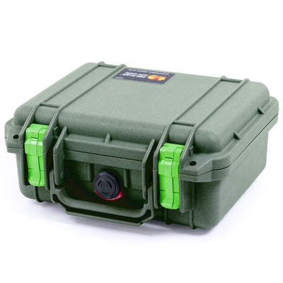 Pelican 1200 Case, OD Green with Lime Green Latches ColorCase