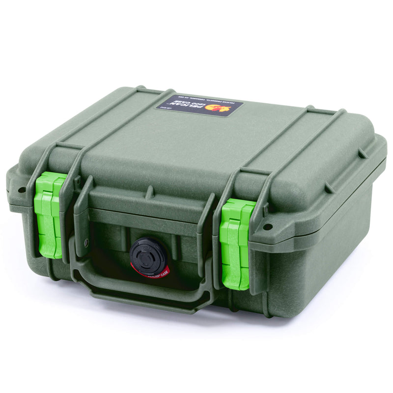 Pelican 1200 Case, OD Green with Lime Green Latches ColorCase 