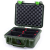 Pelican 1200 Case, OD Green with Lime Green Latches TrekPak Divider System with Convolute Lid Foam ColorCase 012000-0020-130-300