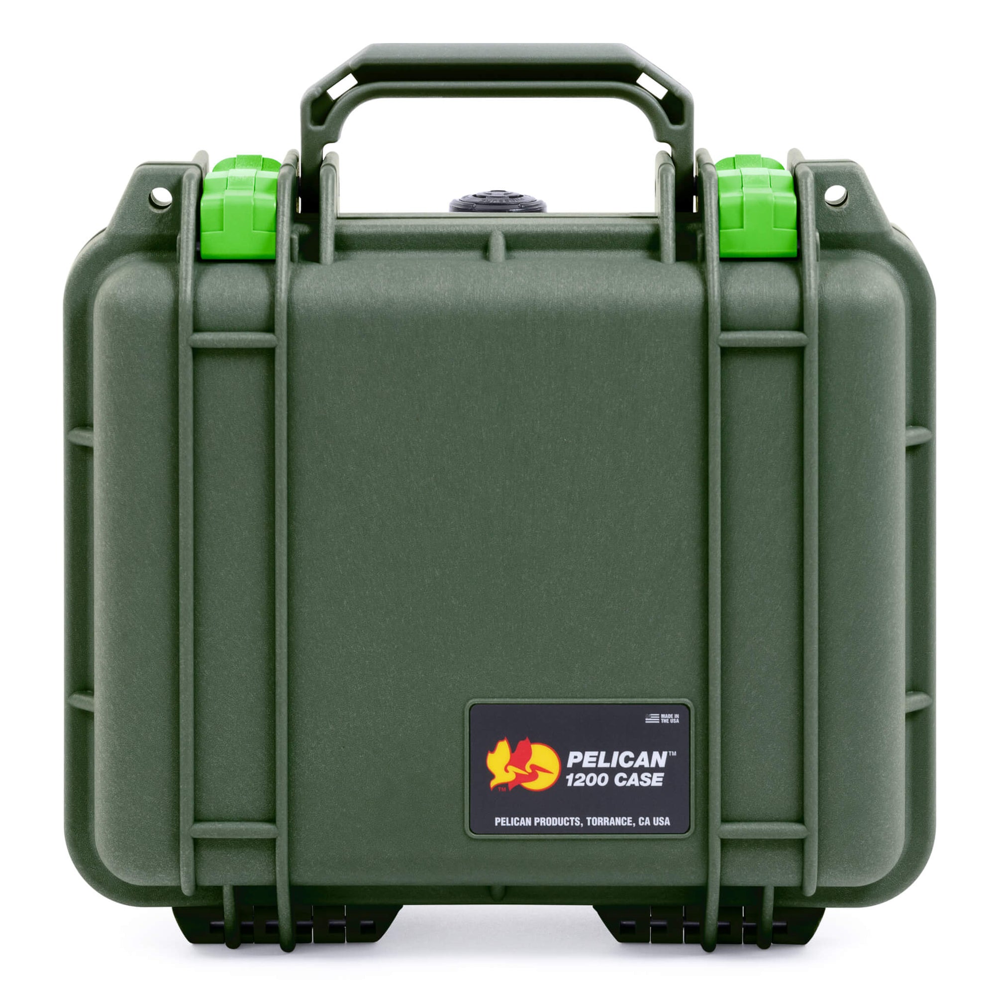 Pelican 1200 Case, OD Green with Lime Green Latches ColorCase 