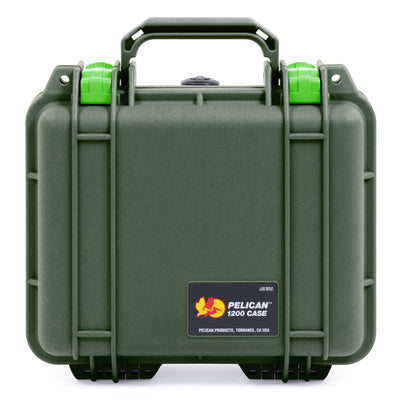 Pelican 1200 Case, OD Green with Lime Green Latches ColorCase
