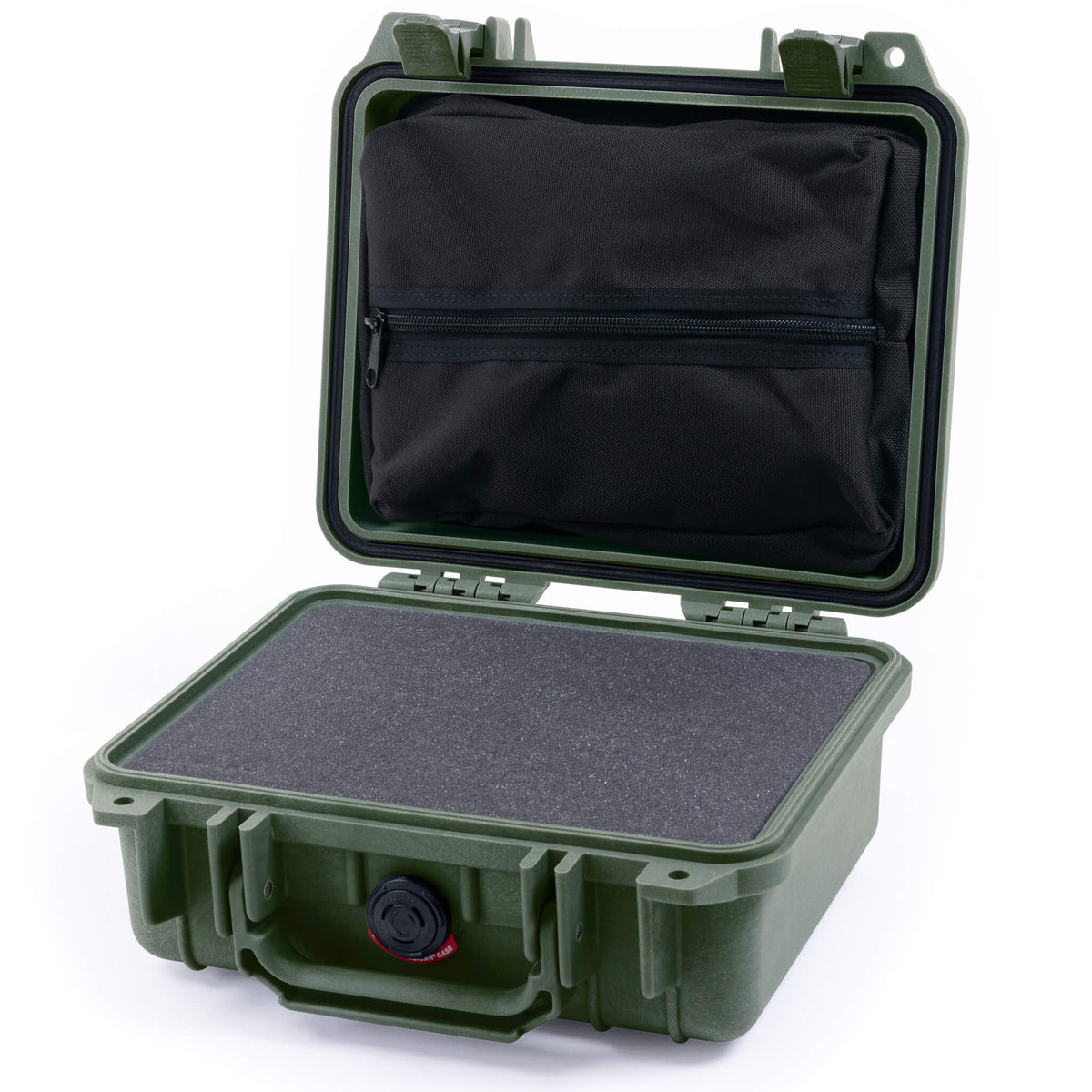 Pelican 1200 Case, OD Green Pick &amp; Pluck Foam with Zipper Pouch ColorCase 012000-0101-130-130