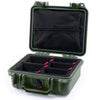 Pelican 1200 Case, OD Green TrekPak Divider System with Zipper Pouch ColorCase 012000-0120-130-130