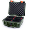 Pelican 1200 Case, OD Green with Orange Latches TrekPak Divider System with Convolute Lid Foam ColorCase 012000-0020-130-150