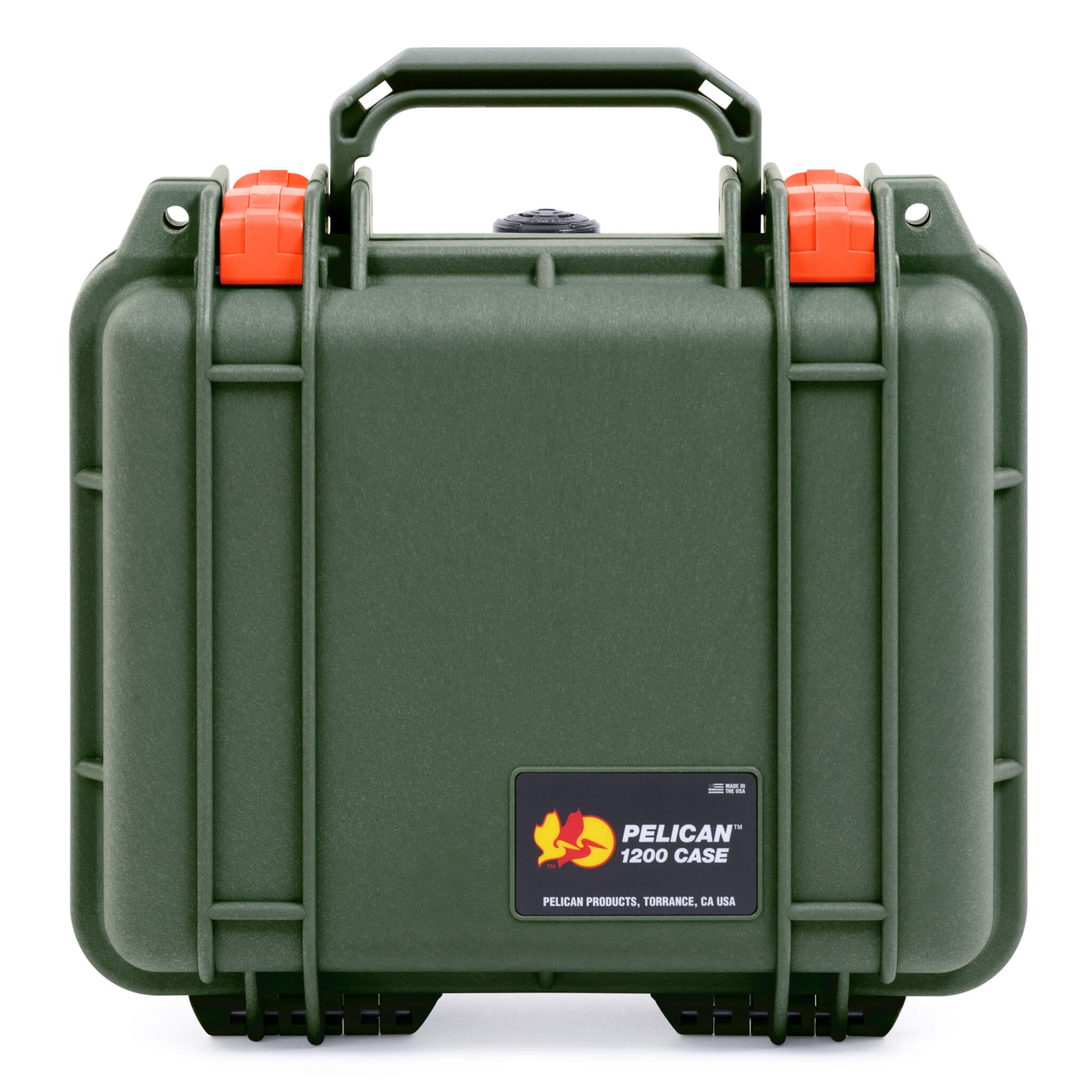 Pelican 1200 Case, OD Green with Orange Latches ColorCase 