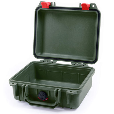 Pelican 1200 Case, OD Green with Red Latches None (Case Only) ColorCase 012000-0000-130-320