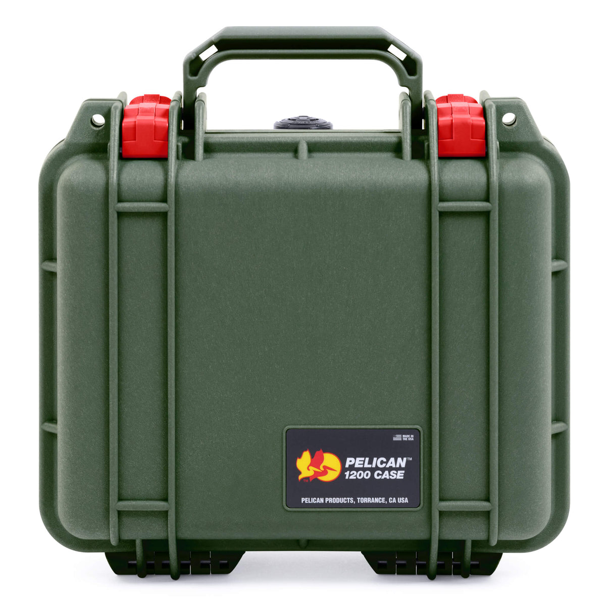 Pelican 1200 Case, OD Green with Red Latches ColorCase 