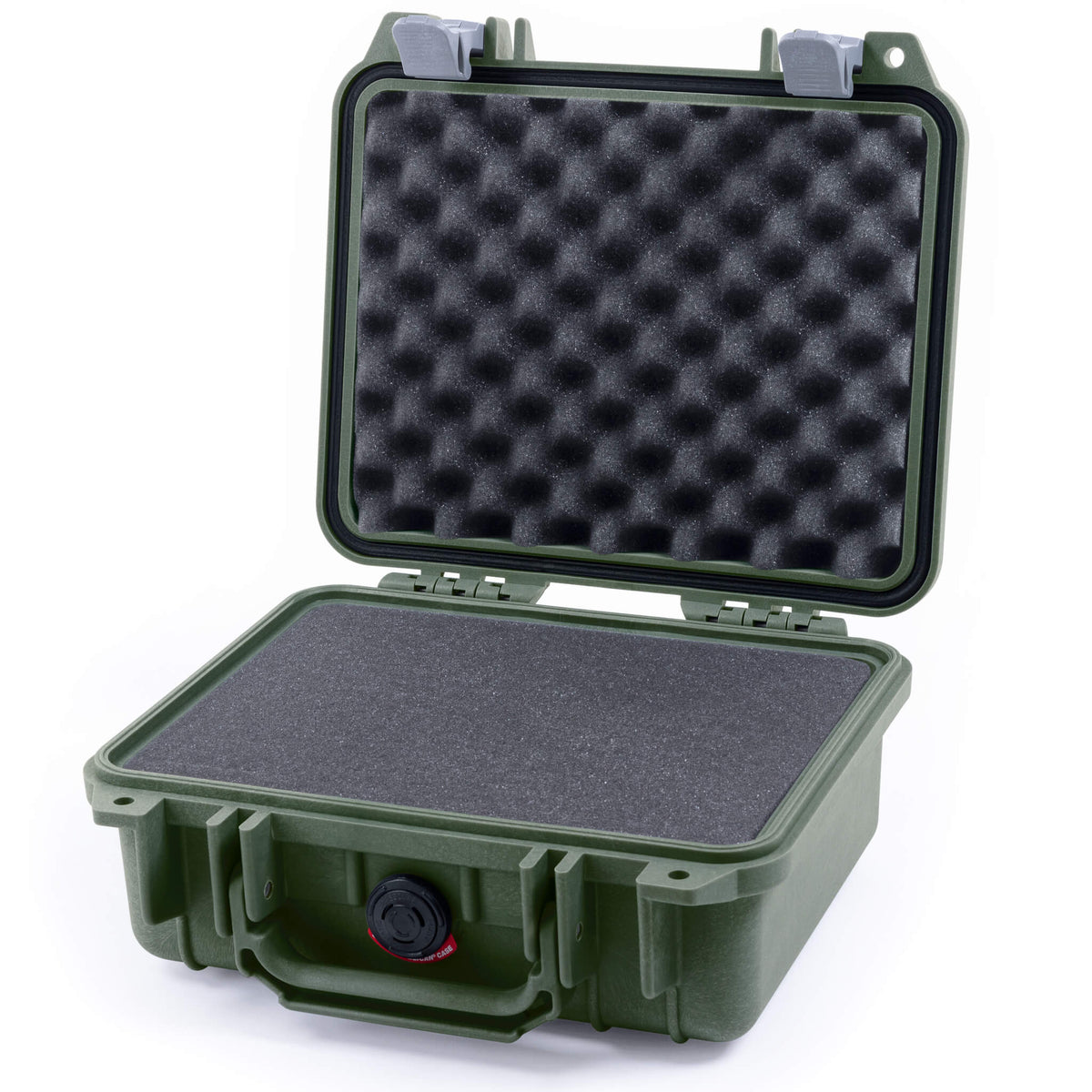 Pelican 1200 Case, OD Green with Silver Latches Pick &amp; Pluck Foam with Convolute Lid Foam ColorCase 012000-0001-130-180