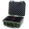 Pelican 1200 Case, OD Green with Silver Latches TrekPak Divider System with Convolute Lid Foam ColorCase 012000-0020-130-180