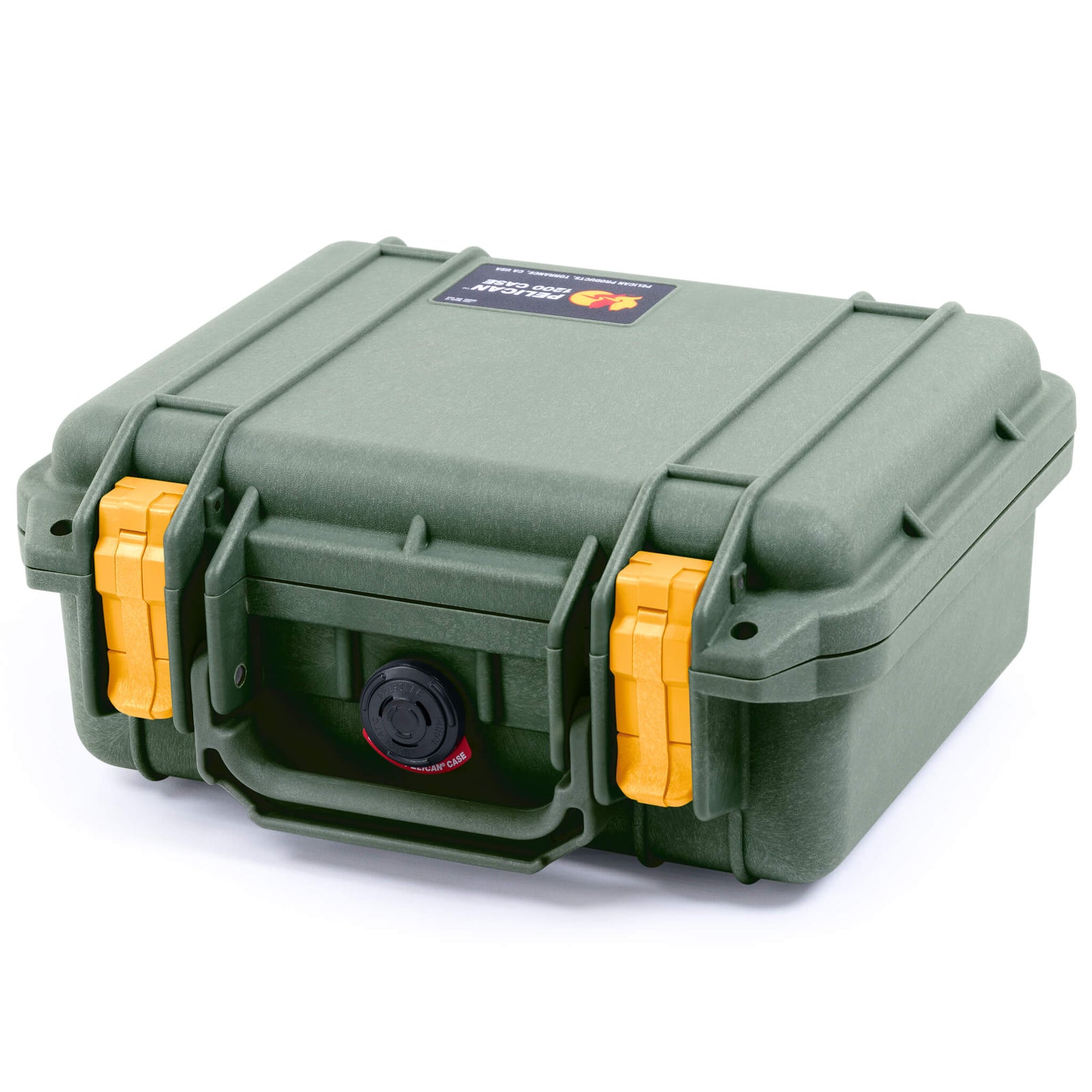 Pelican 1200 Case, OD Green with Yellow Latches ColorCase 