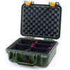 Pelican 1200 Case, OD Green with Yellow Latches TrekPak Divider System with Convolute Lid Foam ColorCase 012000-0020-130-240