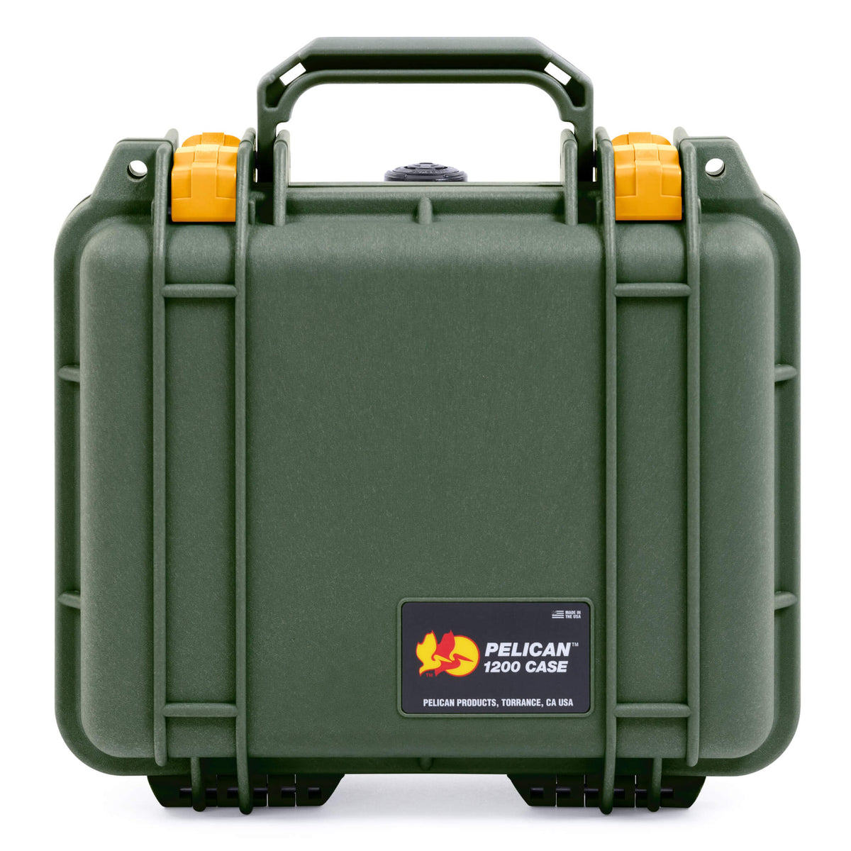 Pelican 1200 Case, OD Green with Yellow Latches ColorCase 