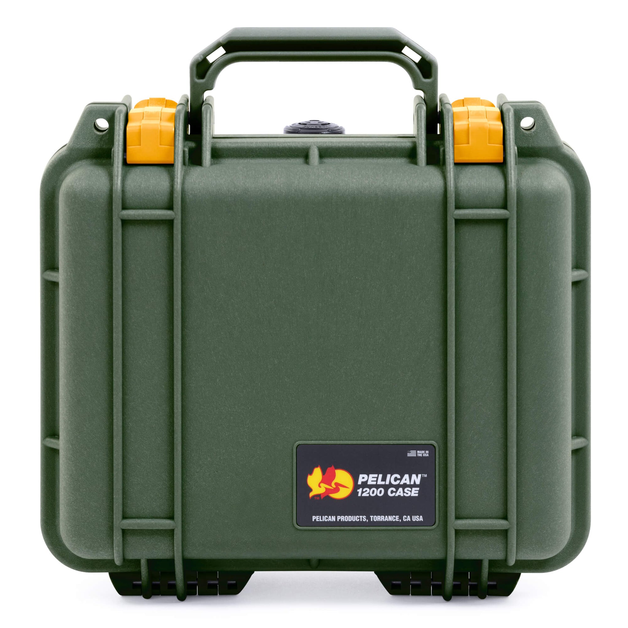 Pelican 1200 Case, OD Green with Yellow Latches ColorCase 
