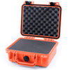 Pelican 1200 Case, Orange with Black Latches Pick & Pluck Foam with Convolute Lid Foam ColorCase 012000-0001-150-110