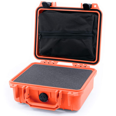 Pelican 1200 Case, Orange with Black Latches Pick & Pluck Foam with Zipper Pouch ColorCase 012000-0101-150-110
