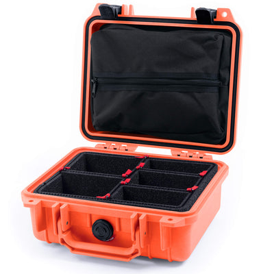 Pelican 1200 Case, Orange with Black Latches TrekPak Divider System with Zipper Pouch ColorCase 012000-0120-150-110