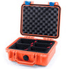 Pelican 1200 Case, Orange with Blue Latches TrekPak with Convolute Foam ColorCase 012000-0020-150-120