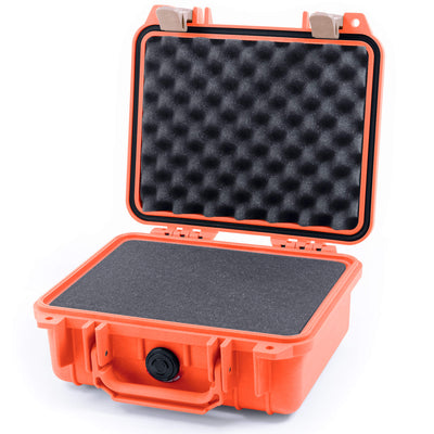 Pelican 1200 Case, Orange with Desert Tan Latches Pick & Pluck Foam with Convolute Foam ColorCase 012000-0001-150-310