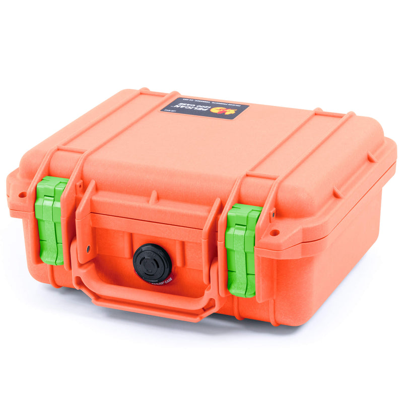Pelican 1200 Case, Orange with Lime Green Latches ColorCase 