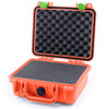 Pelican 1200 Case, Orange with Lime Green Latches Pick & Pluck Foam with Convolute Lid Foam ColorCase 012000-0001-150-240