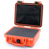 Pelican 1200 Case, Orange with OD Green Latches Pick & Pluck Foam with Zipper Pouch ColorCase 012000-0101-150-130
