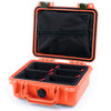 Pelican 1200 Case, Orange with OD Green Latches TrekPak Divider System with Zipper Pouch ColorCase 012000-0120-150-130