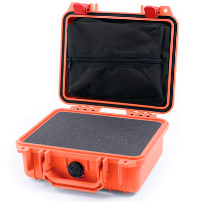 Pelican 1200 Case, Orange with Red Latches Pick & Pluck Foam with Zipper Pouch ColorCase 012000-0101-150-320