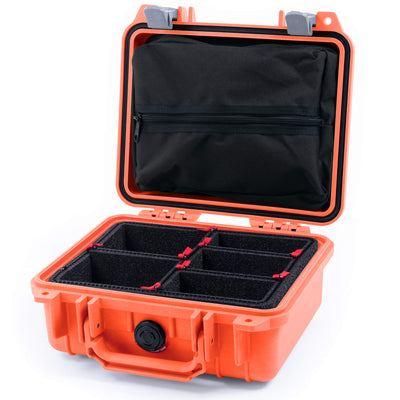 Pelican 1200 Case, Orange with Silver Latches TrekPak Divider System with Zipper Pouch ColorCase 012000-0120-150-180