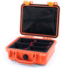 Pelican 1200 Case, Orange with Yellow Latches TrekPak with Zipper Pouch ColorCase 012000-0120-150-240